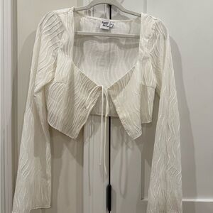 White Sheer Tie-Front Top